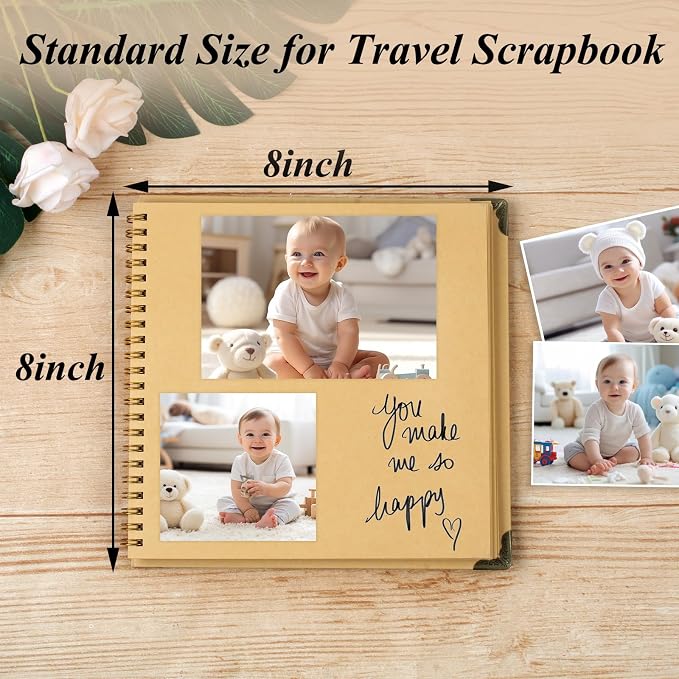 Joyberg Scrapbook 80 Pages, Scrapbooking Supplies 8 x 8 In, junk journal Album - Image 3