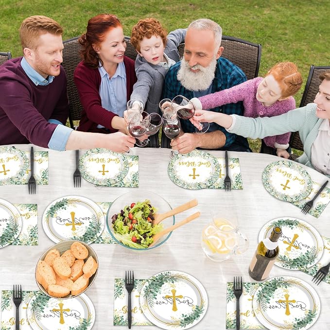 Naozinebi 200Pcs God Bless Baptism Plates Napkins First Holy Communion Party - Image 5