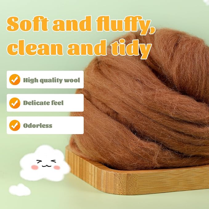 3.53oz Wool Roving, Fiber Roving Wool Top, Pure Wools, Chunky Yarn, Spinning - Image 3
