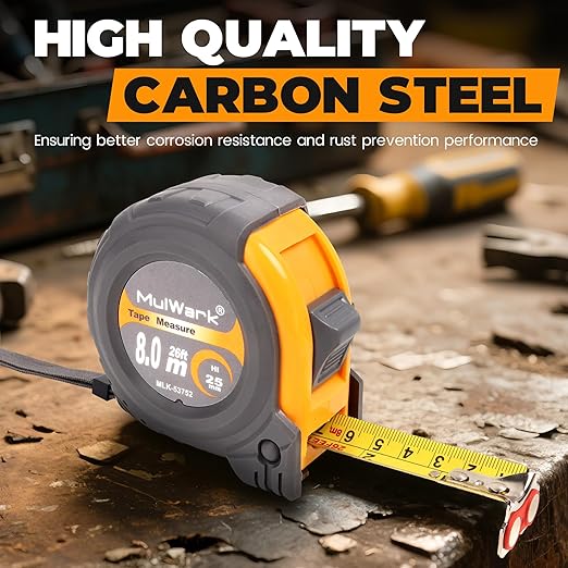 MulWark 4 Pack Metric Tape Measure, Easy Read Measuring Tape Retractable with Fractions 1/8, Both-Side Metal Blade, Magnetic Hook & Shockproof Case for Construction, Carpenter, Architect, Woodworking