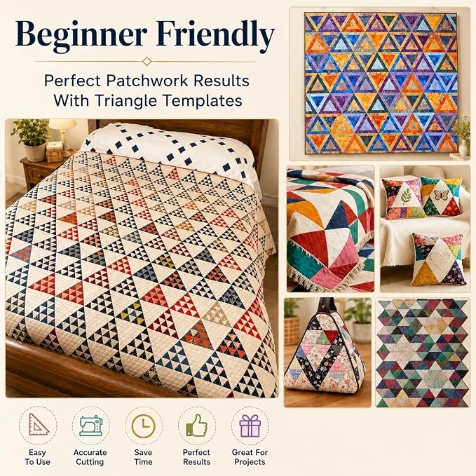 TSV 8 PCS 60° Triangle Quilting Rulers/30°-60°-90° Triangle Quilt Templates | - Image 4