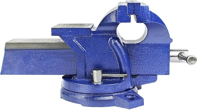 HFS(R) 4" Heavy Duty Bench Vise Anvil with 360° Swivel Locking Base Desktop Clamp - FS Blue Design
