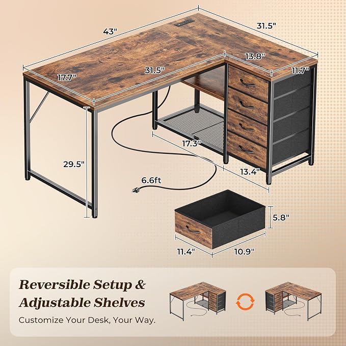 PRAISUN 43.3" Small Computer Desk - Image 2
