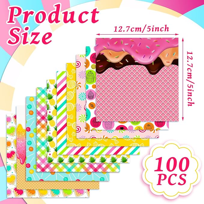 HunnmingRe 20 Pcs 10''x10'' Summer Quilting Fabric Square Ice Cream Pineapple - Image 2