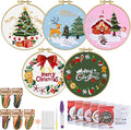 ERKOON 5 Sets Embroidery Kit for Beginners, Christmas Cross Stitch Set by ERKOON