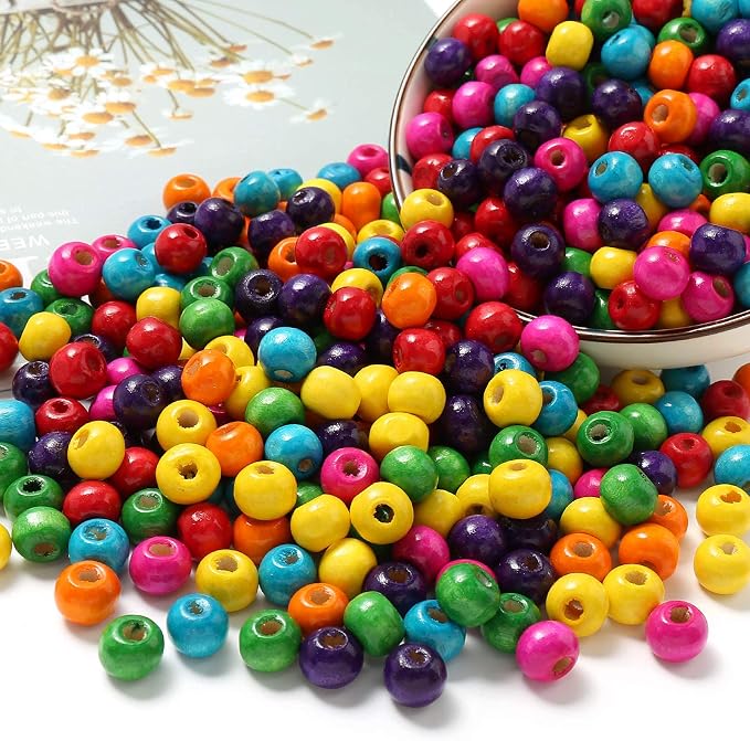 1000Pcs Colourful Wooden Beads Round Paint Wooden Beads Spacer Bead - Image 3