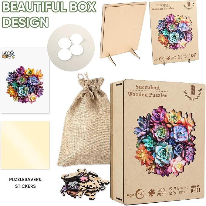 Bodhipnjoy Wooden Puzzles for Adults, Flower Succulent Jigsaw Puzzle- 5mm - Image 7