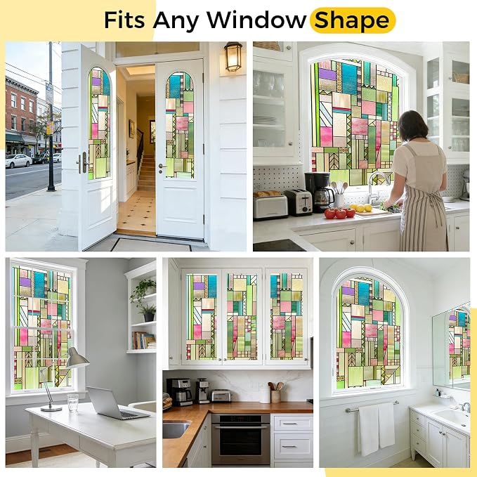 3D Stained Glass Window Privacy Film, Heat Control UV Blocking Static Cling - Image 8