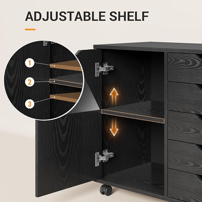 DEVAISE Mobile File Cabinet, 5-Drawer Wood Storage Chest - Image 4