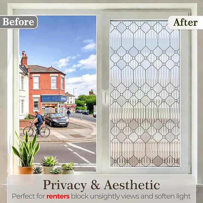 SUNBABY Reeded Glass Window Privacy Film, Decorative Frosted Glass Window Film - Image 4