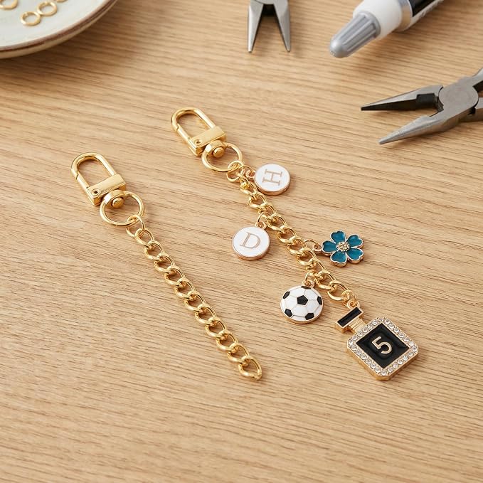 20pcs Gold Keychain Making Kit, Key Ring Swivel Snap Hook Chains, Alloy - Image 7