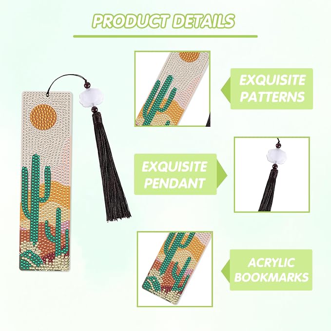 Boho Diamond Painting Bookmark Kit: 6PCS Aesthetic Diamond Art Bookmarks - Image 4
