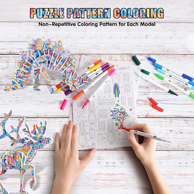 BEARUN 3D Coloring Puzzle Set, Arts and Crafts - Image 2