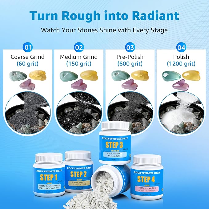 KomeStone Rock Tumbler Grit Kit - 4LB Rock Polishing Grit & Ceramic Tumbling - Image 5