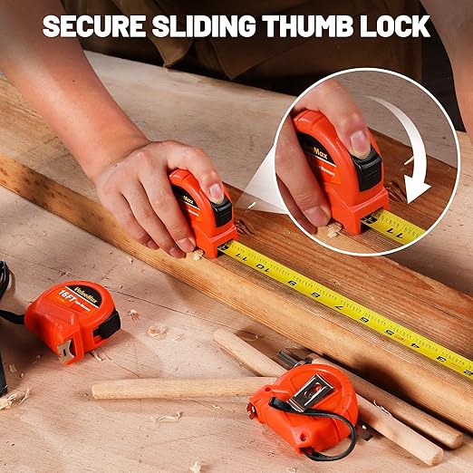 ValueMax Tape Measure 16FT with Fractions 1/8, 3 Pack Retractable Easy Read Measuring Tape, Imperial Pocket Measurement Tape with Metal Belt Clip for Construction, Contractor, Carpenter, Woodworking
