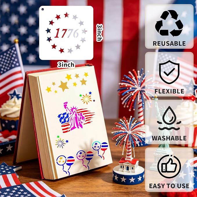 72 PCS 3x3 Inch Independence Day Stencils - Image 2