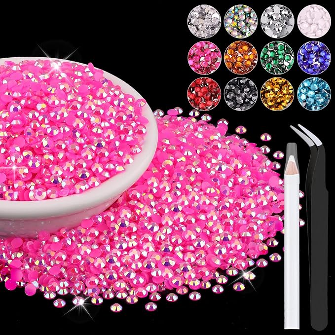8000PCS 3mm Resin Jelly Rhinestones in Bulk, Bedazzling Flatback Crystals by BELLEBOOST