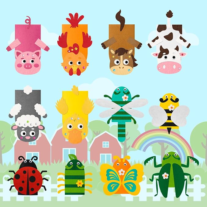 WATINC 12Pcs Hand Puppet Making Kit, Art Craft Felt Sock Puppet Toys, Creative - Image 4