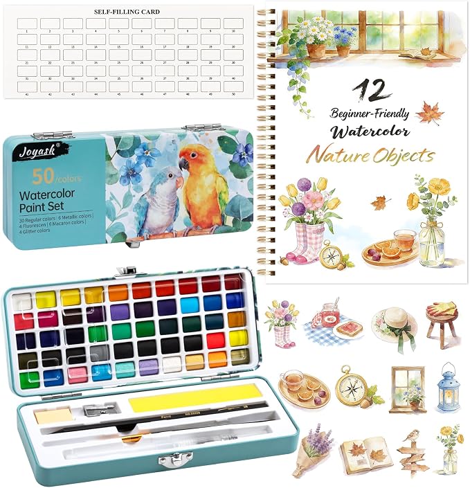Watercolor Workbook, Water Coloring Book, 12 Different Patterns of Original DIY by Joyask
