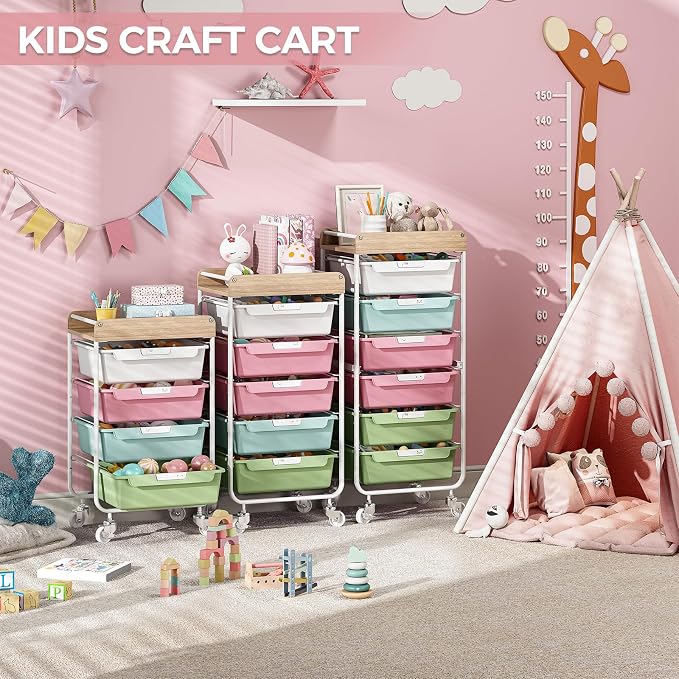6 Drawer Rolling Cart for Craft Storage, Utility Drawer Organizer - Image 7