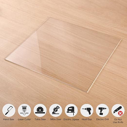 KAITELA Clear Cast Acrylic Sheet 12" x 12" x 1/8" Thick, Display Projects - Image 5
