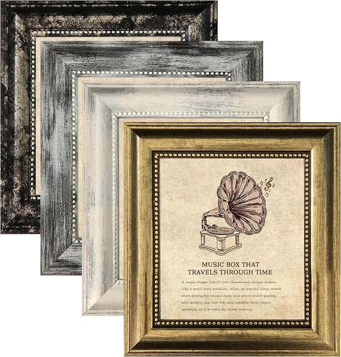 8x8 Picture Frames Set of 4, Rustic Retro Photo Frame by TKYGU