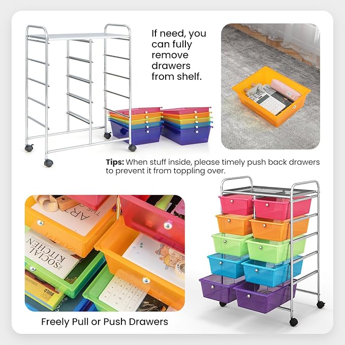BECOMFORT 10-Drawer Rolling Cart - Image 4
