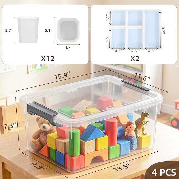Citylife 17 QT Plastic Storage Bins Clear Storage Box - Image 2