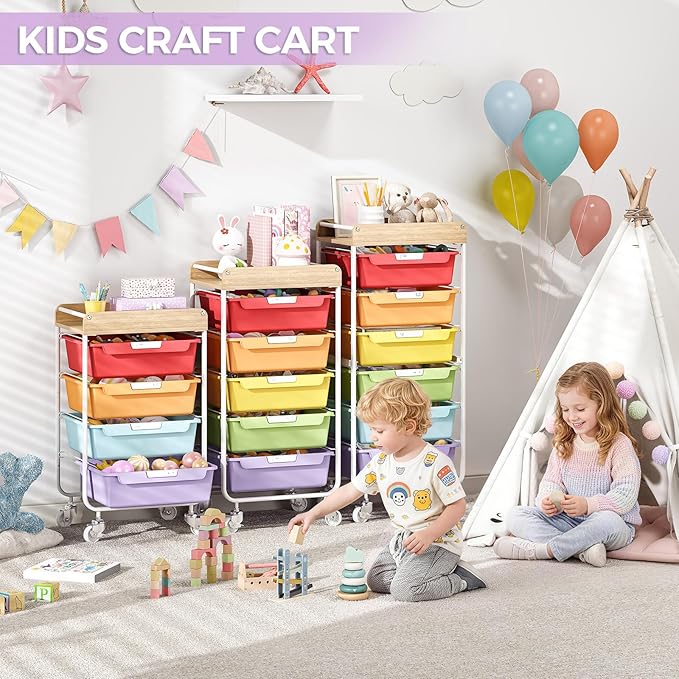SYKIARIOL Rolling Cart with 6 Drawers, Utility Storage Cart with Labeling Jelly - Image 2
