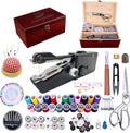 Handheld Sewing Machine, with Elegant Wooden Sewing Box and 153-Piece Sewing Kit by Ausarox