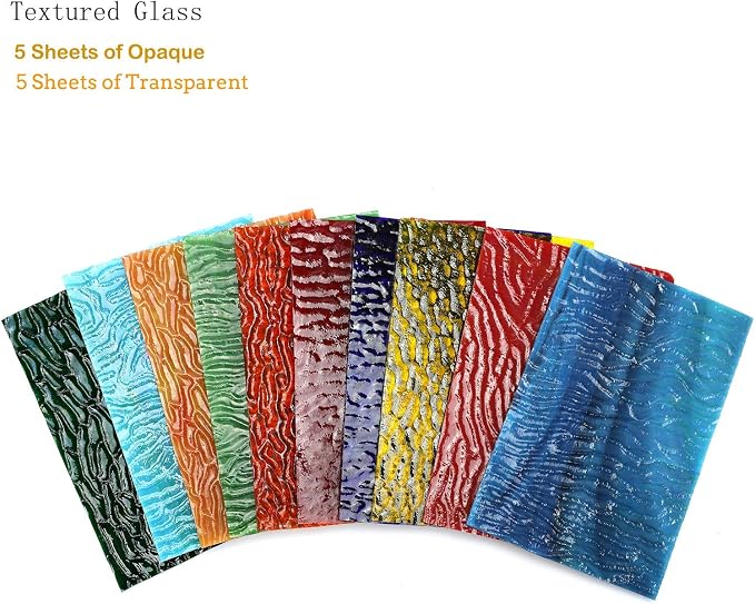 Lanyani Variety Textured Stained Glass Sheets Pack, 4 x 6 inch Large Cathedral - Image 2