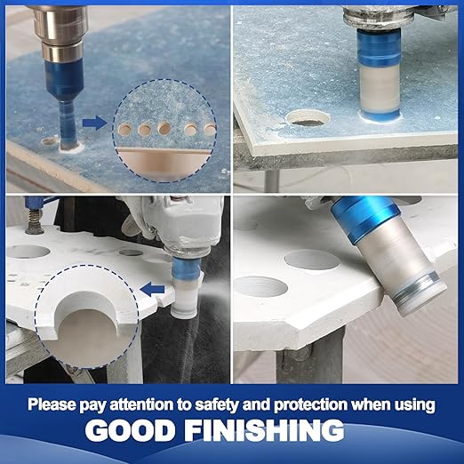 Tile Hole Saw Kit - BRSCHNITT Diamond Core Drill Bit Set 1/4",5/16",1-3/8",2" Drill Bit&1" Diamond Finger Milling Bit for Porcelain Tile Ceramic Marble Granite & Adapter