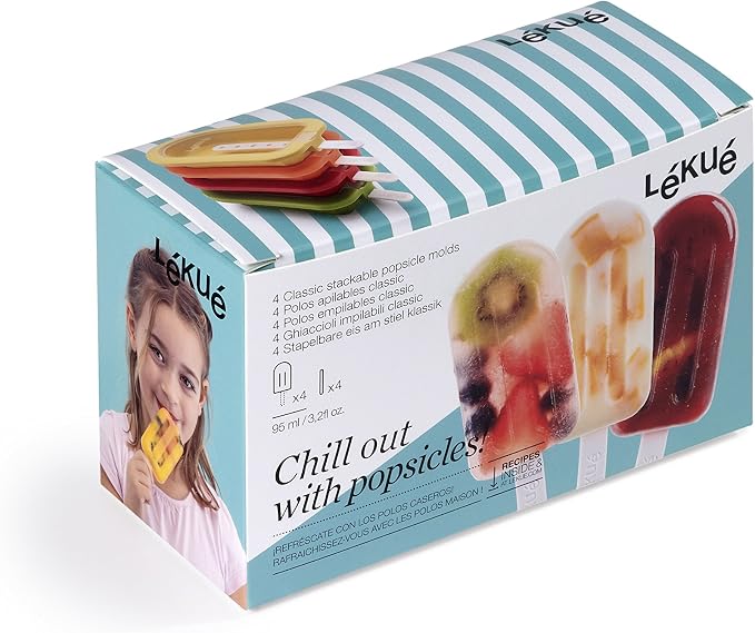 Lékué Set of 4 Large Stackable Popsicle Molds + Sticks & Lids | Homemade - Image 5