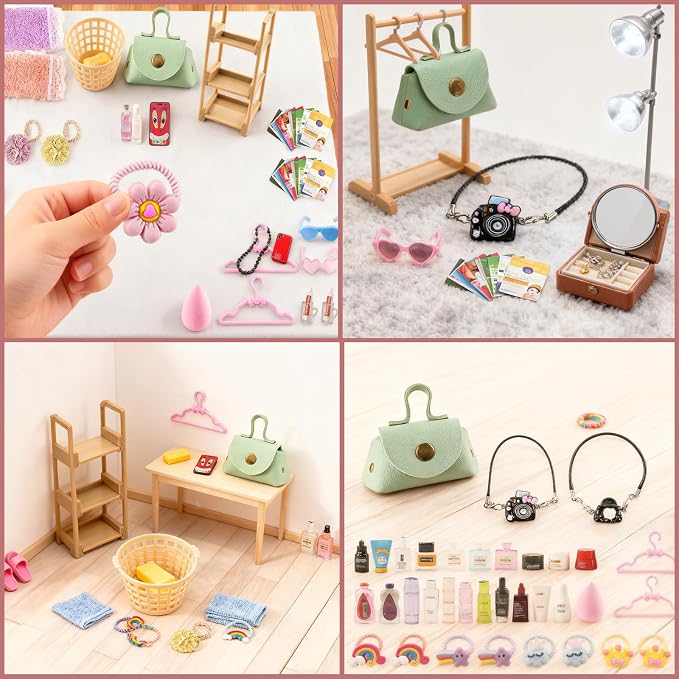 93 PCS Miniature Dollhouse Accessories Dollhouse Bathroom and Makeup Set - Image 8