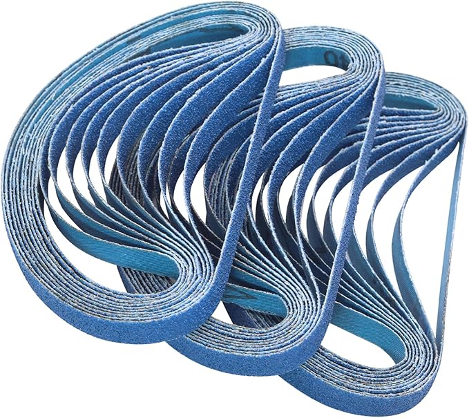 30 Pcs 1/2" x 18" Zirconia Sanding Belts, 40 Grit 1/2x18 Inch Sanding Belts for Air Belt Sander, Zirconia Belt Sander Sanding Belts for Metal Polishing, Derusting (1/2x18in, 40 Grit)