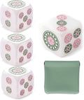 4 Pack Mahjong Dice Set with Green Pouch, 18mm Acrylic Colorful Dice by Unknown