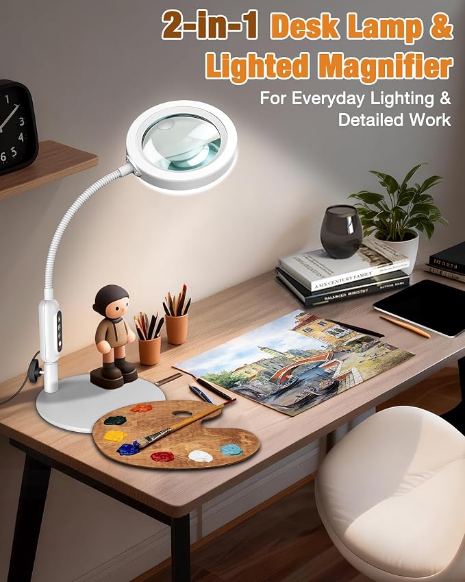 30X 10X Magnifying Glass with Light and Stand, 5 Color Modes Stepless Dimmable - Image 6