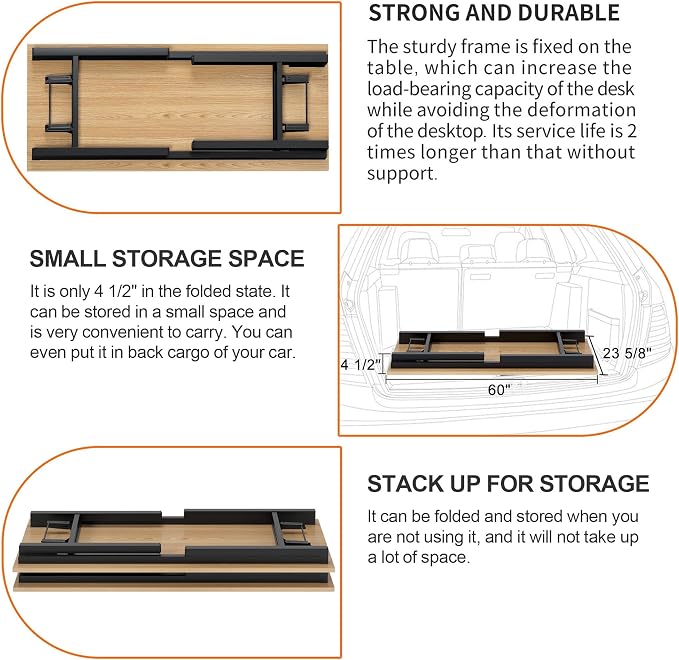 Need Folding Computer Desk, Large 60 inches Folding Table - Image 6