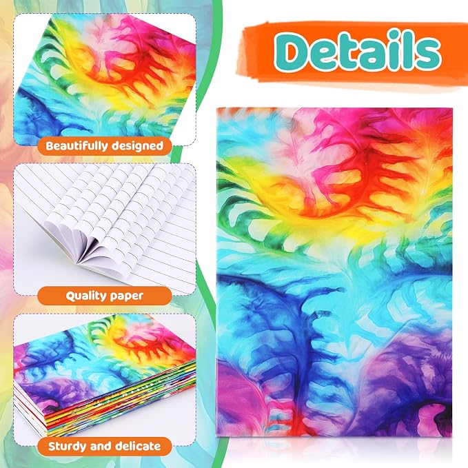 Tenceur 100 Pcs Mini Tie Dye Notepads Pastel Notebooks Small Multicolor Style - Image 3