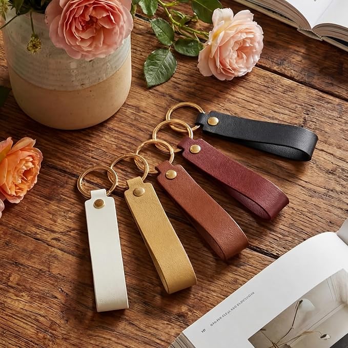 Wavyknot 100 Pcs PU Leather Keychain Blanks Bulk Laser Engraving Blanks - Image 3