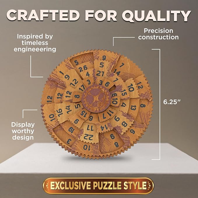 Project Genius Grecian Computer Mechanical Math Puzzle, Wooden Brainteaser Gift - Image 6