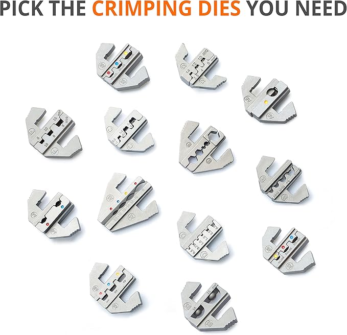 Wirefy Crimping Tool 8.7" for Quick Change Crimping Dies - Ratcheting Wire Crimper - Crimping Pliers - Terminal Crimp Tool - 26-8 AWG (Crimping Dies Sold Separately)