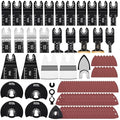 115PCS Oscillating Tool Saw Blades Multitool Kits Sandpaper Cutting Wood Metal Plastics Quick Release Fit Fine Dewalt Ryobi Milwaukee Rockwell Makita Fein Porter Cable Bosch