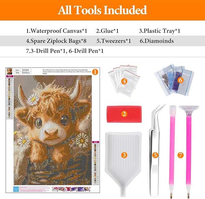 Offito Highland Cow Diamond Art Kits - Image 5