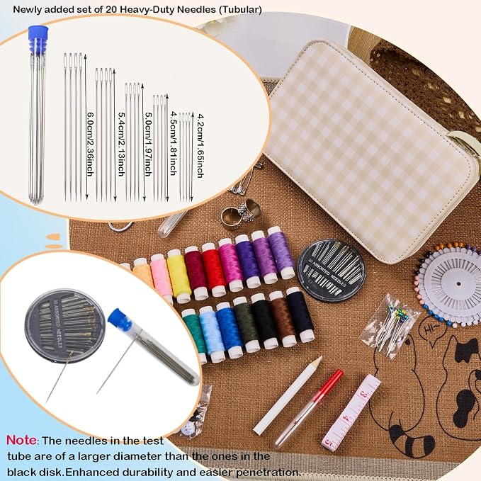 Travel Basic Sewing Kit with Checkered Pattern Sewing Set | Professional 130PCS - Image 2