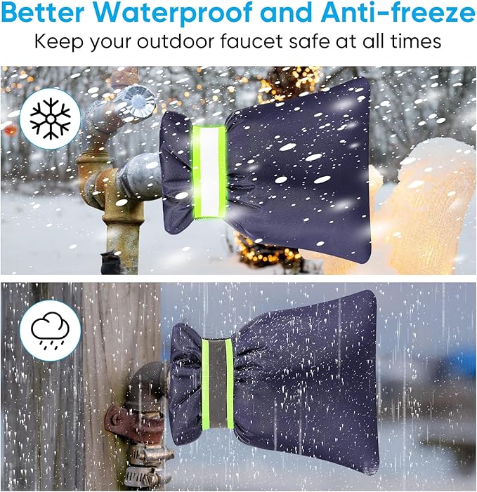 4Pack Outdoor Faucet Covers for Winter - Pro 6.7"W x 8.3"H Outdoor Water Faucet Covers Socks for Winter Freeze Protection Pipe Insulation Reusable Waterproof Insulated Spigot backflow Cover,Blue