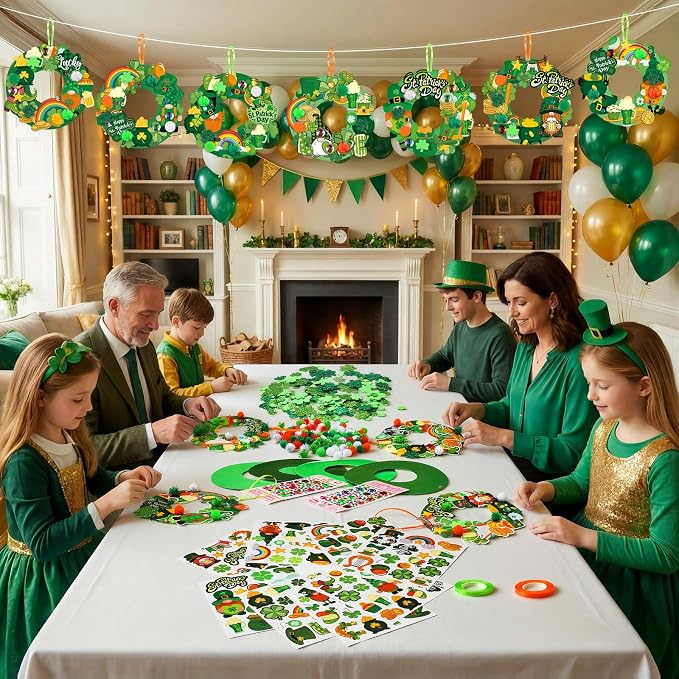 Hollowfly 48 Sets St. Patrick's Day Wreath Craft Kits DIY Irish Wreath Hanging - Image 5