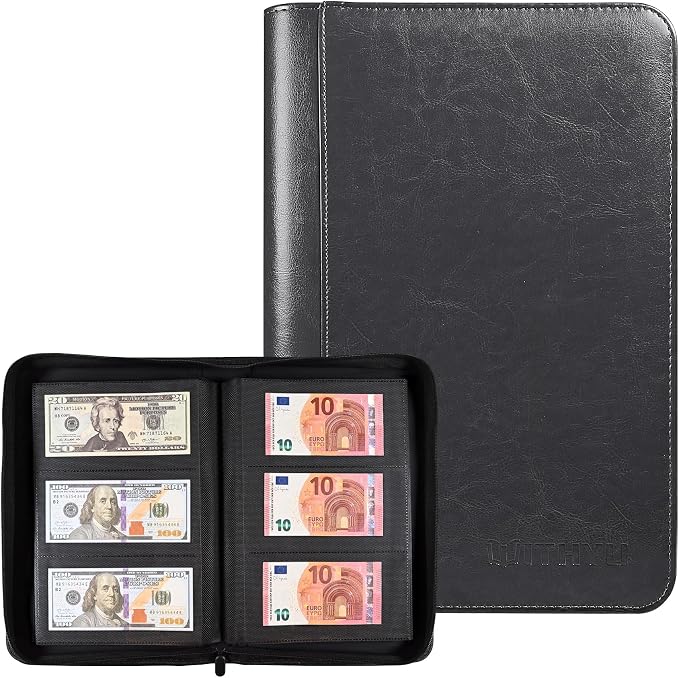 Banknote Collection Album with 180 Pockets – WITHYU Ringless Currency Organizer by WITHYU