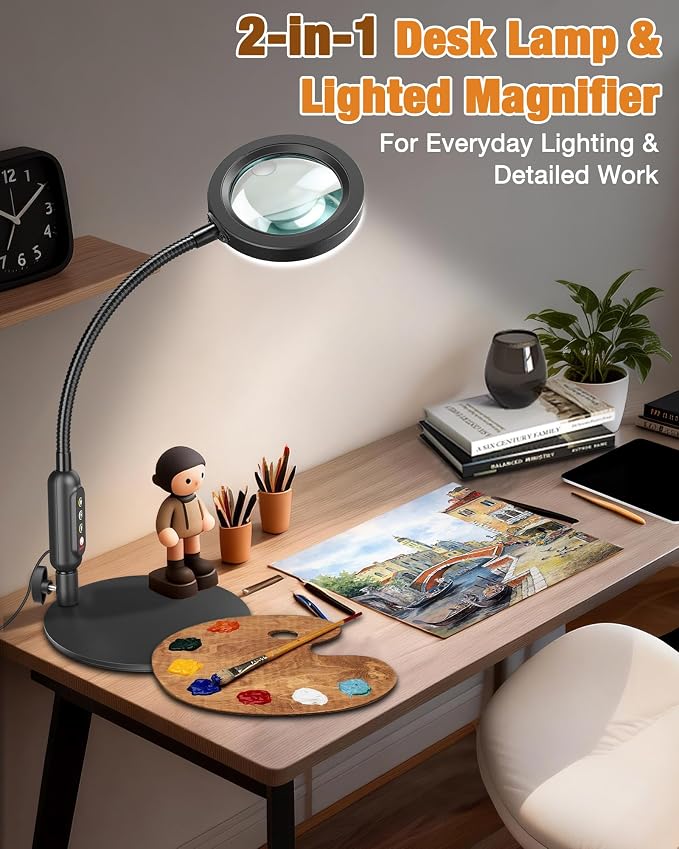 30X 10X Magnifying Glass with Light and Stand, 5 Color Modes Stepless Dimmable - Image 6