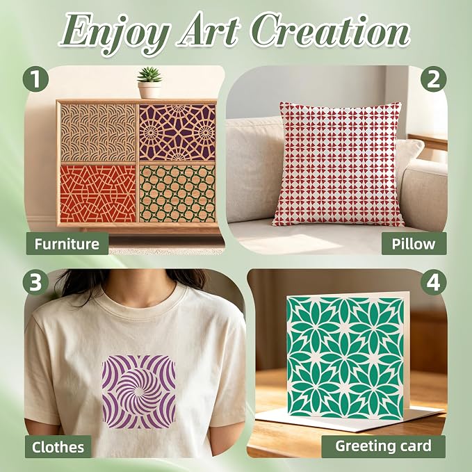 Geometric Texture Stencils for Crafts Reusable 16Pcs Stencils | DIY Art - Image 5